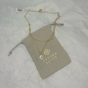 NWT Vanessa Gold Double Strand Necklace in Dichroic Glass